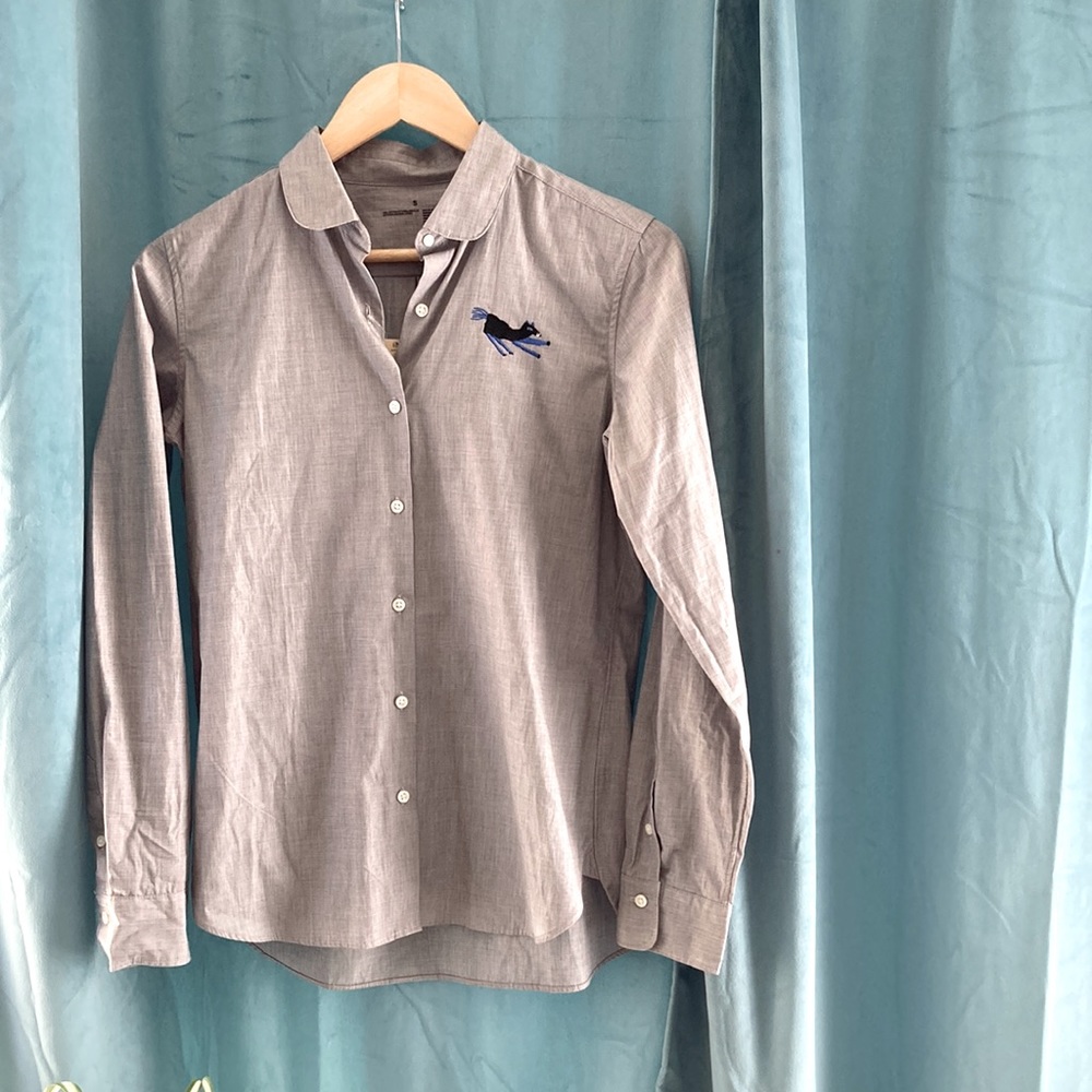 MUJI SPECIAL EDITION EMBROIDERED BUTTON UP